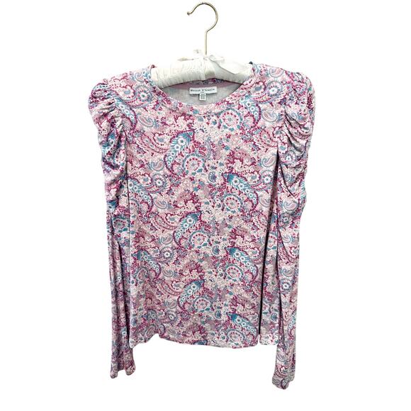 MAISON D’ AMELIE | Pink Paisley Ruched Sleeve Long Sleeve Top | XS - Picture 1 of 8